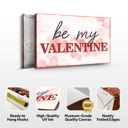Be My Valentine Sign canvas red frame pink hearts white background Tailored Canvases on Tampa Home & Garden Store
