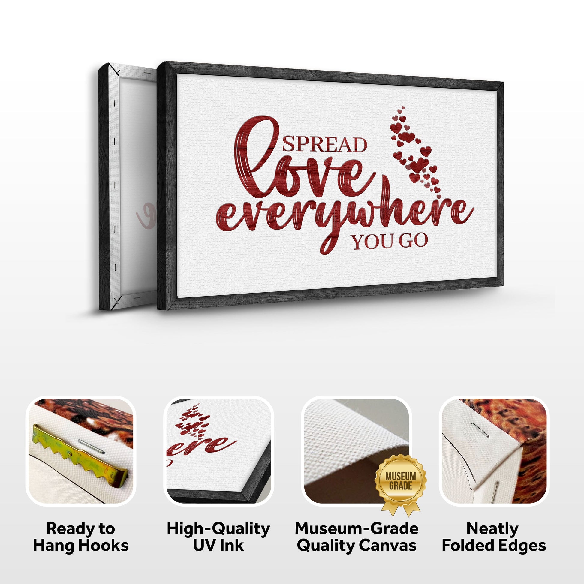 Valentines Day Sign IV canvas by Tailored Canvases with red script love and heart accents on Tampa Home & Garden Store