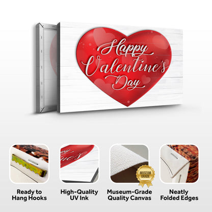 Valentines Day Sign IX Canvas by Tailored Canvases, red heart on white wood background on Tampa Home & Garden Store
