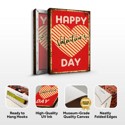 Valentine's Day Sign XII canvas by Tailored Canvases, red vintage sign with white dotted letters on Tampa Home & Garden Store