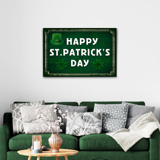Canvas sign Irish For A Day, Irish Forever on green plank with shamrocks on Tampa Home & Garden Store