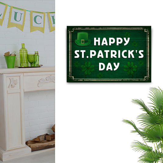 Irish For A Day Irish Forever canvas sign by Tailored Canvases on green wood with shamrocks on Tampa Home & Garden Store