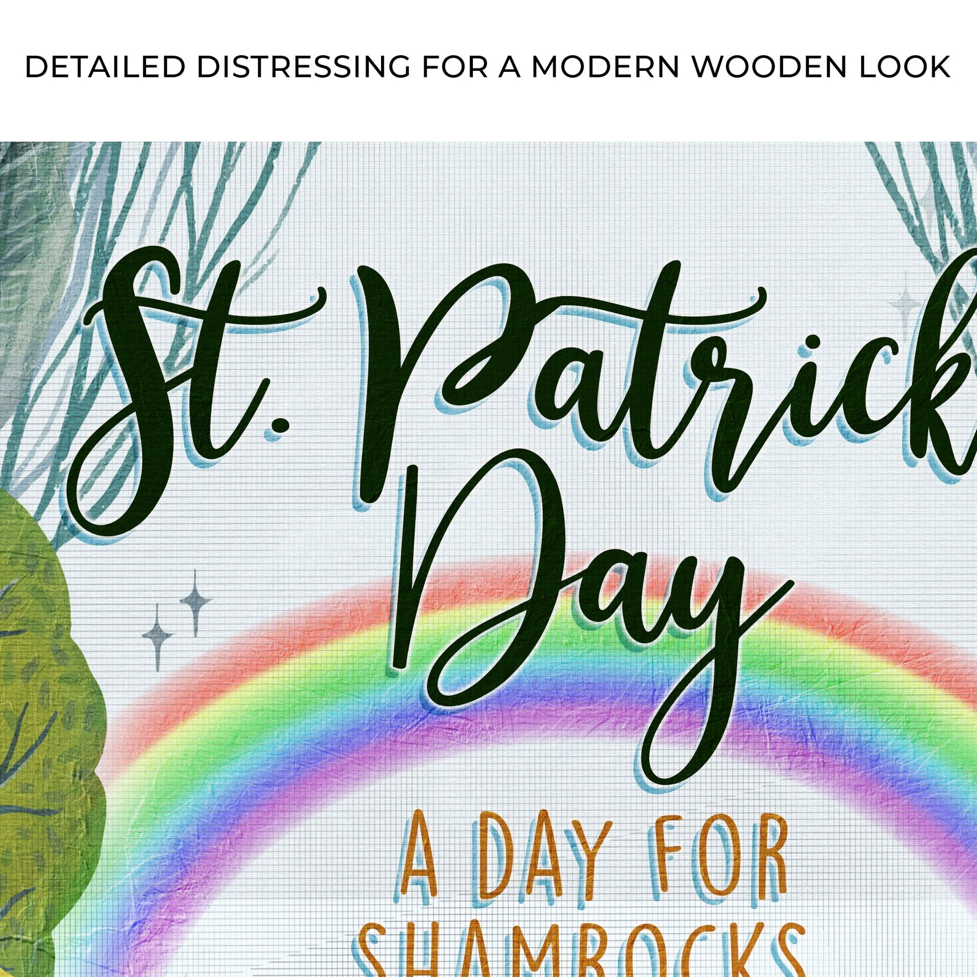 St Patrick's Day All Things Irish sign canvas with rainbow arches and green silhouette on Tampa Home & Garden Store