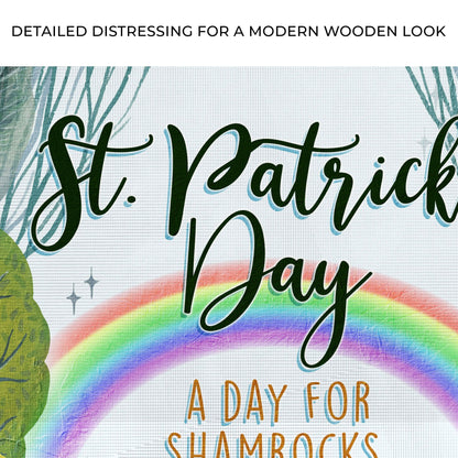 St Patrick's Day All Things Irish sign canvas with rainbow arches and green silhouette on Tampa Home & Garden Store
