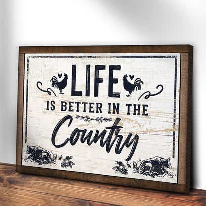 Life Is Better In The Country Sign canvas by Tailored Canvases, rustic framed craft canvas on Tampa Home & Garden Store