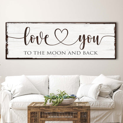 Love You To The Moon And Back canvas sign with whitewashed wood planks Tailored Canvases on Tampa Home & Garden Store