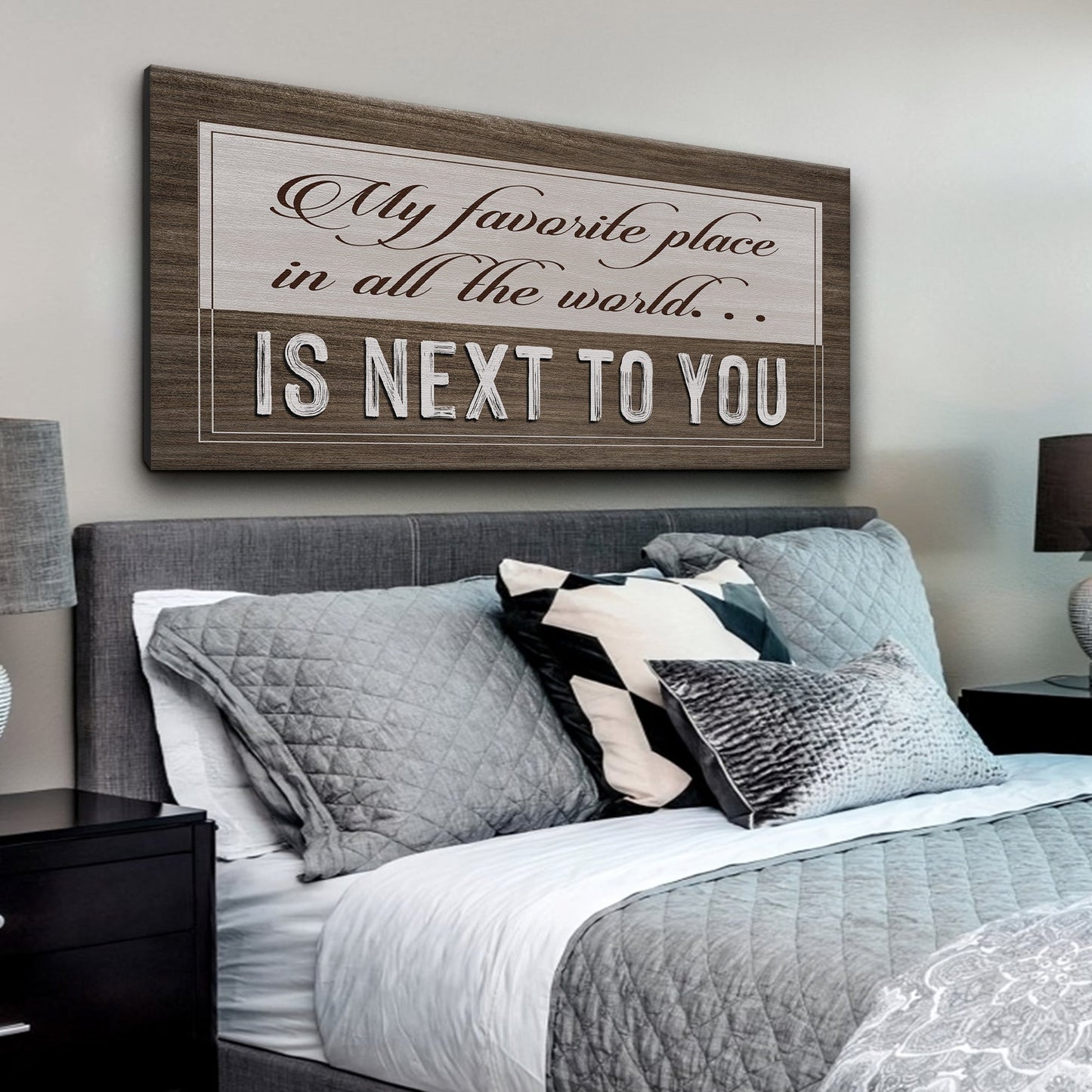 My Favorite Place In The World Is Next To You Sign canvas with wood frame Tailored Canvases on Tampa Home & Garden Store