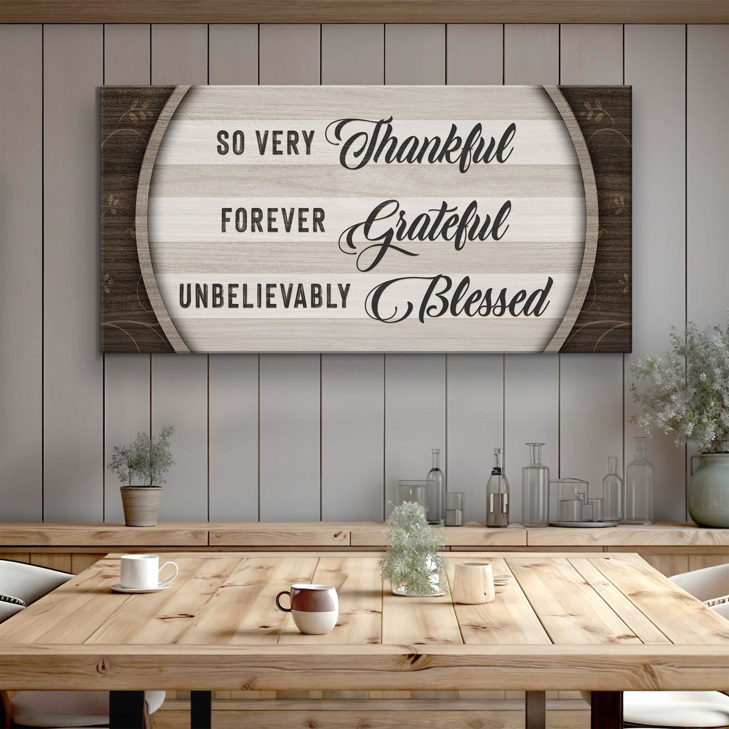 Thankful Grateful Blessed Sign IV canvas wall art by Tailored Canvases crafting canvas on Tampa Home & Garden Store