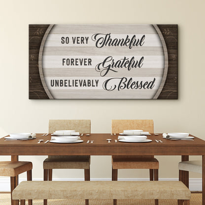 Thankful Grateful Blessed Sign IV canvas sign by Tailored Canvases in a rustic wood frame on Tampa Home & Garden Store