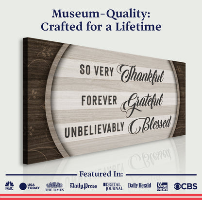 Thankful Grateful Blessed Sign IV canvas with rustic wood frame by Tailored Canvases on Tampa Home & Garden Store