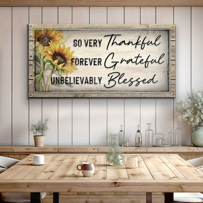 Grateful Thankful Blessed Family Sign II canvas by Tailored Canvases with sunflowers on Tampa Home & Garden Store