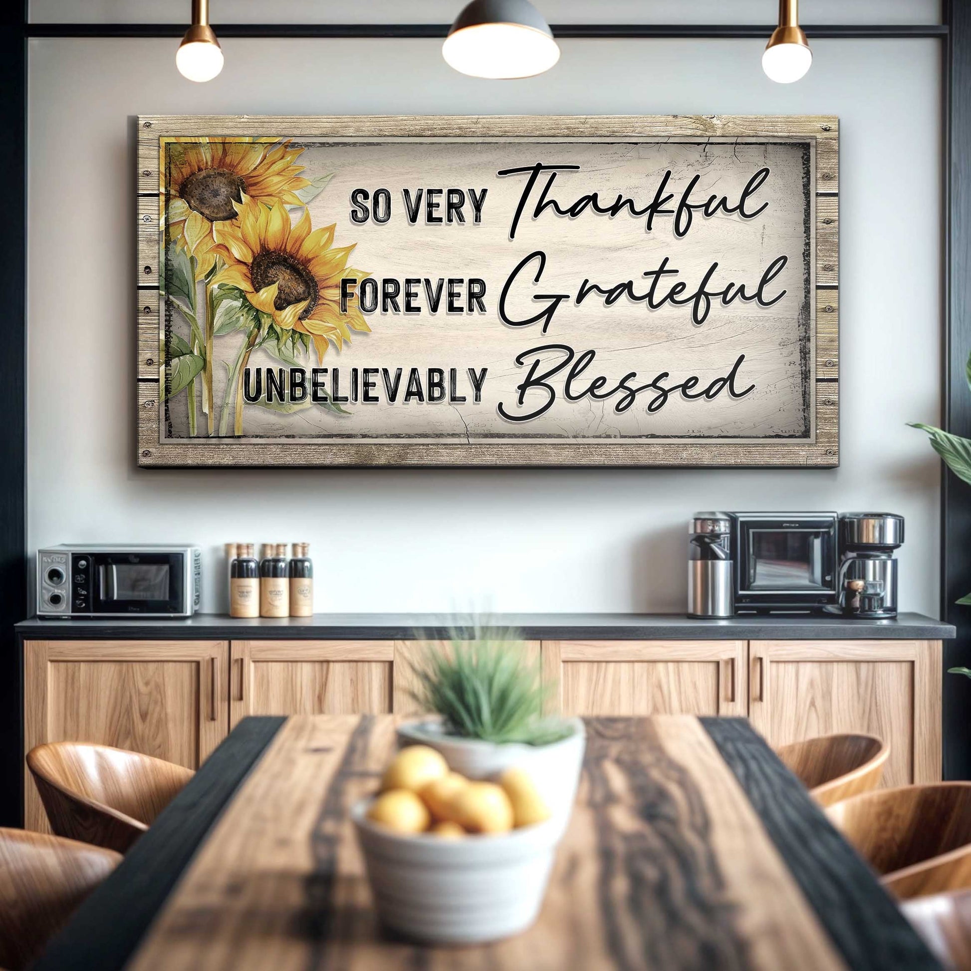 Grateful Thankful Blessed Family Sign II canvas with sunflowers and rustic wood frame Crafting Canvas on Tampa Home & Garden Store