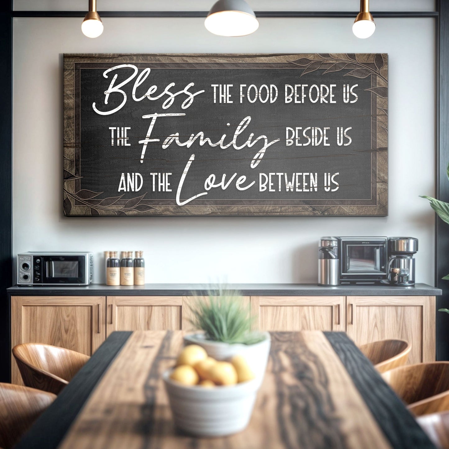 Canvas sign Bless The Food Before Us And The Love Between Us III by Tailored Canvases on Tampa Home & Garden Store