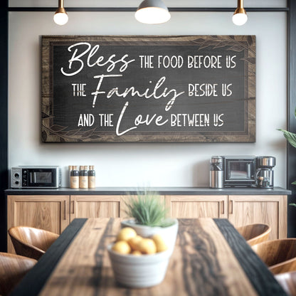Canvas sign Bless The Food Before Us And The Love Between Us III by Tailored Canvases on Tampa Home & Garden Store