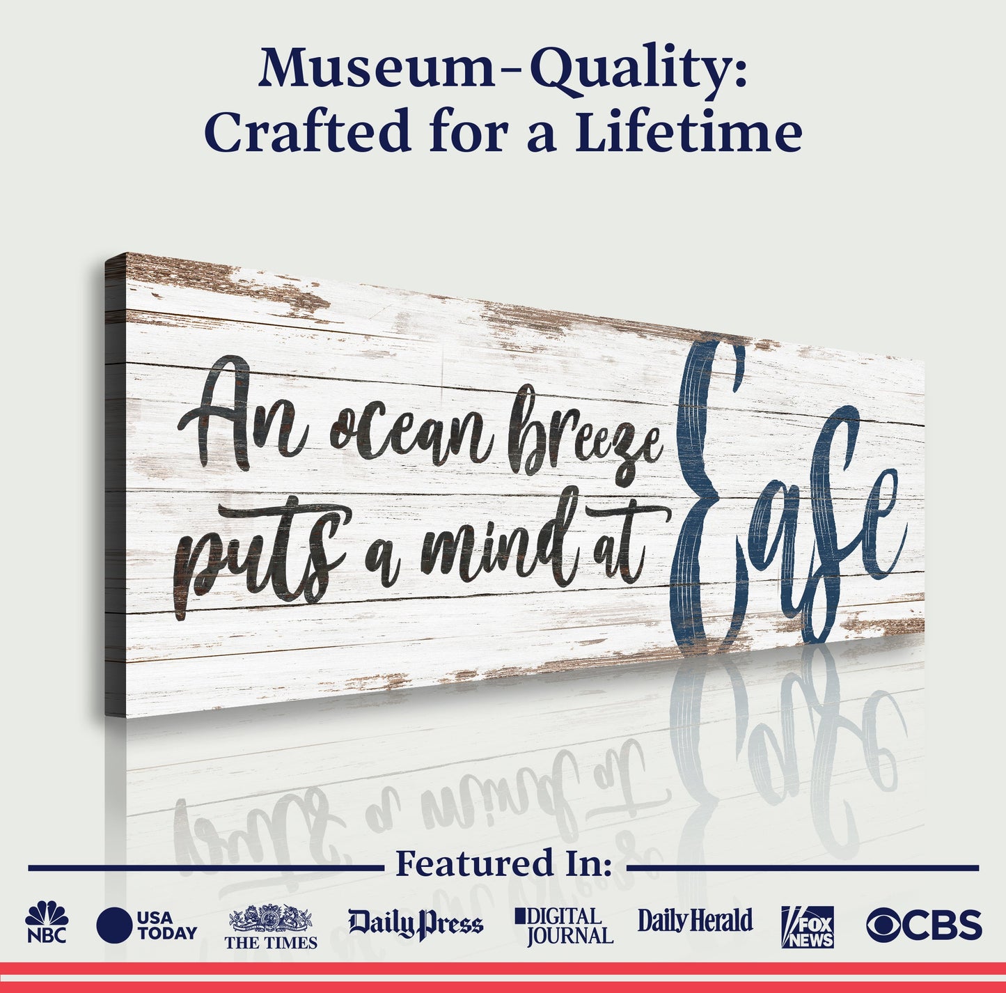 Coastal Beach House Sign II canvas with distressed white wood and navy script lettering on Tampa Home & Garden Store