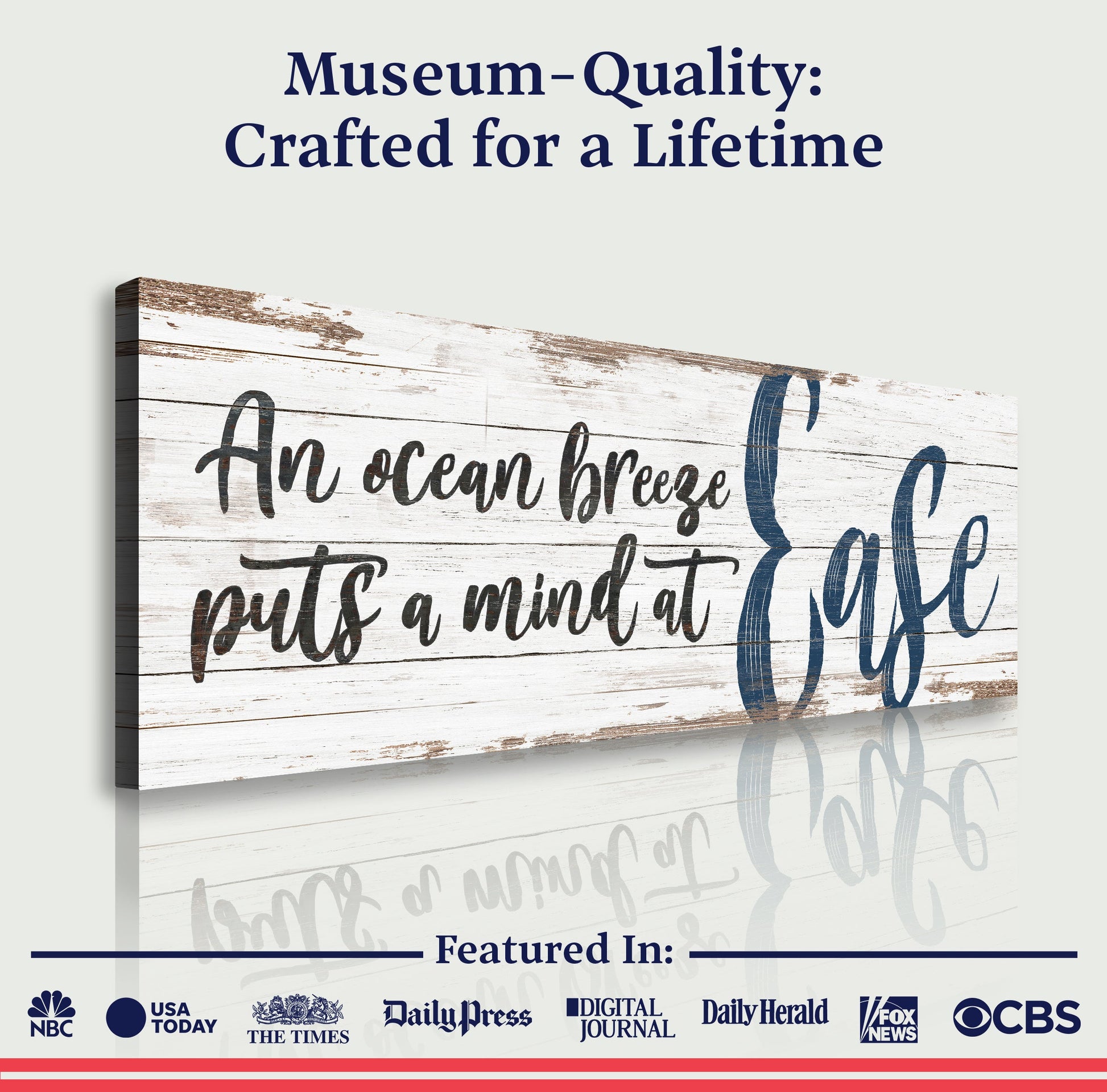 Coastal Beach House Sign II canvas with distressed white wood and navy script lettering on Tampa Home & Garden Store