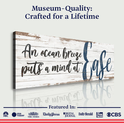 Coastal Beach House Sign II canvas with distressed white wood and navy script lettering on Tampa Home & Garden Store