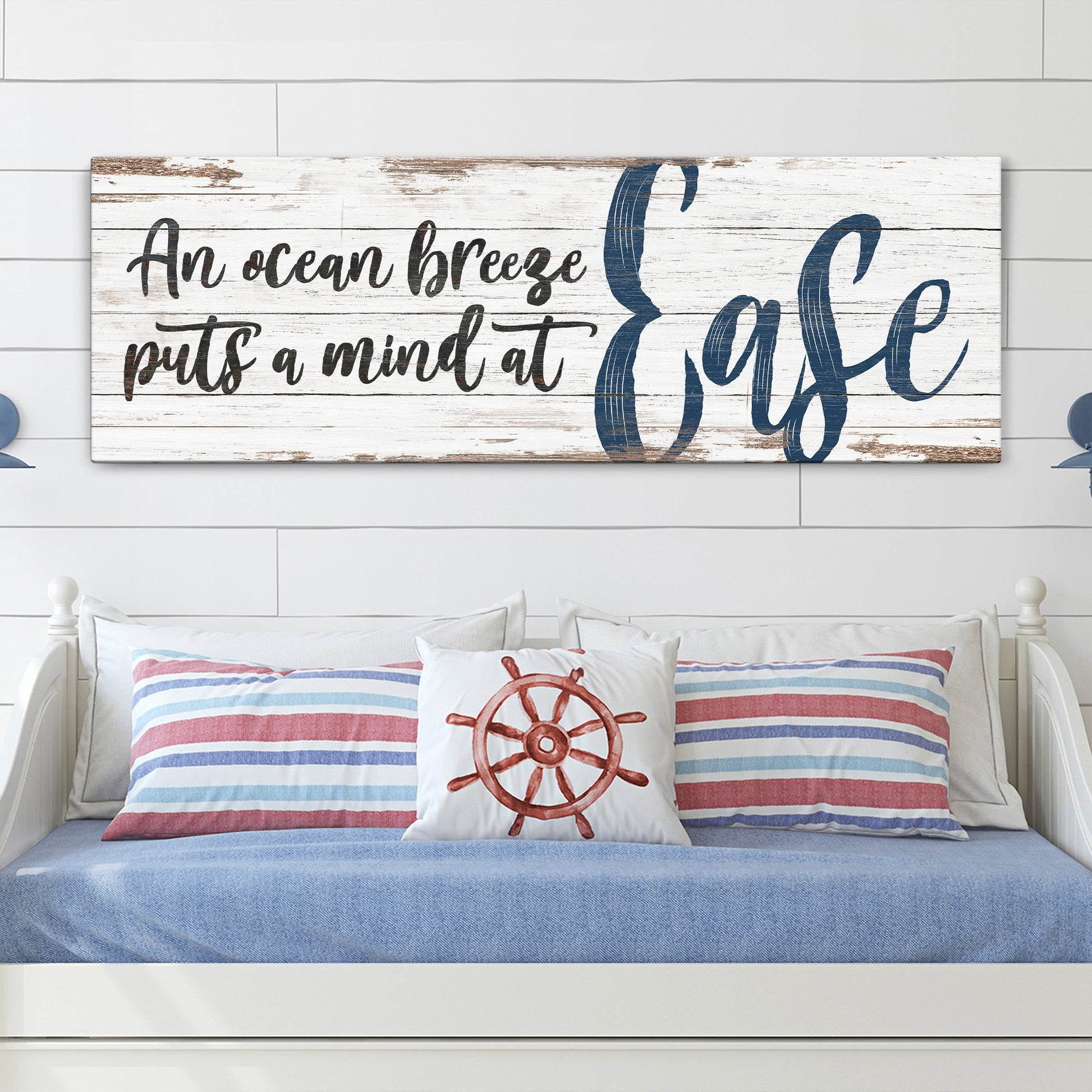 Coastal Beach House Sign II canvas with planks and navy Coast script Tailored Canvases on Tampa Home & Garden Store