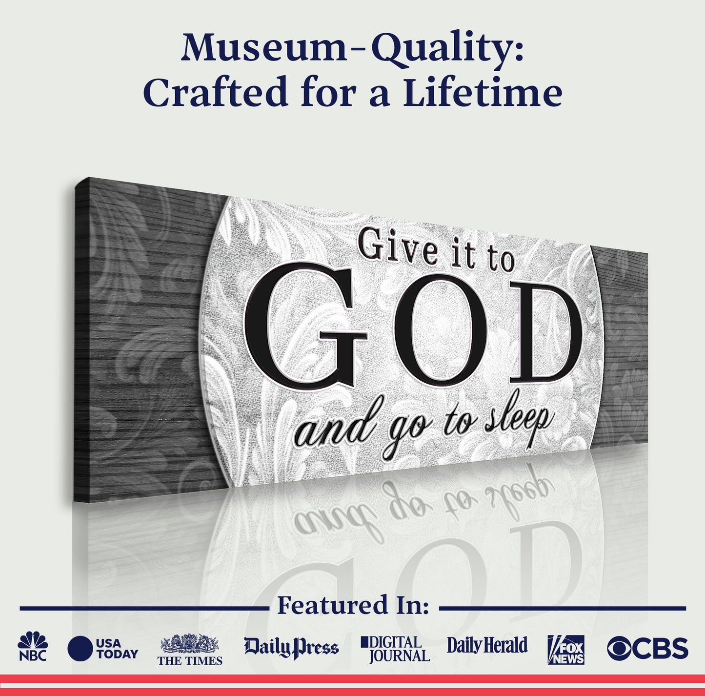 Canvas sign Give It To God And Go To Sleep by Tailored Canvases wood-framed crafting canvas on Tampa Home & Garden Store