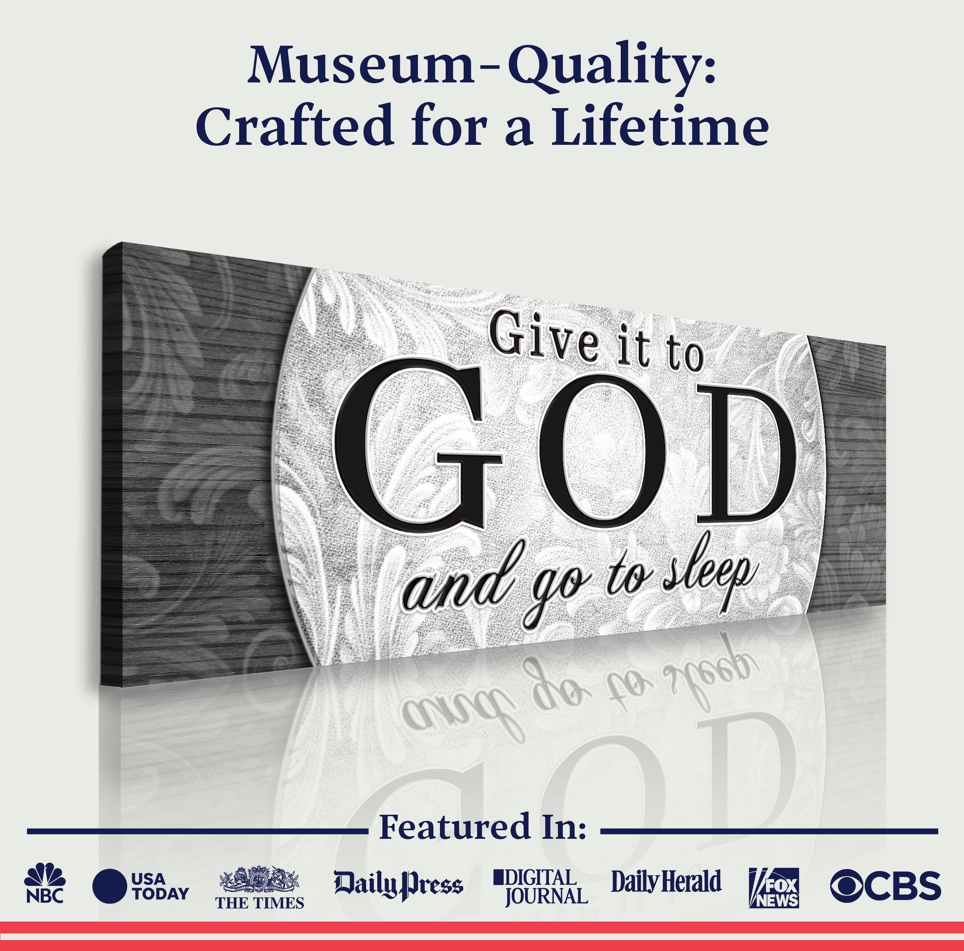 Canvas sign Give It To God And Go To Sleep by Tailored Canvases wood-framed crafting canvas on Tampa Home & Garden Store