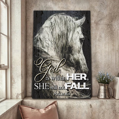 Canvas art sign God Is within HER, SHE will not FALL with horse Tailored Canvases on Tampa Home & Garden Store