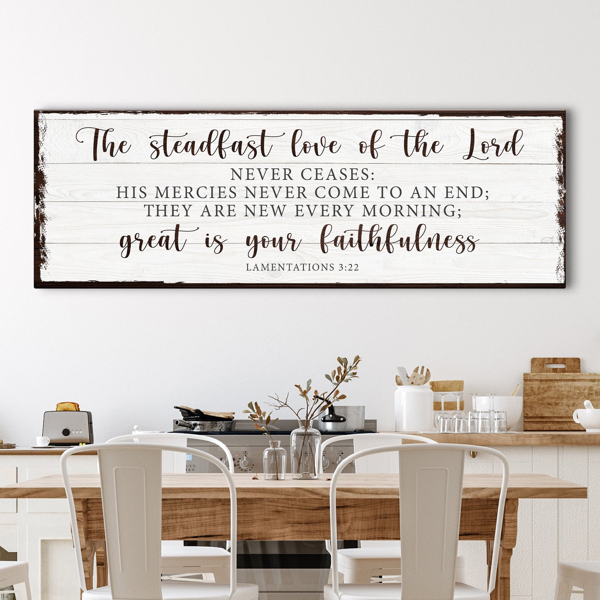 Tailored Canvases canvas sign II whitewashed wood features The steadfast love of the Lord on Tampa Home & Garden Store