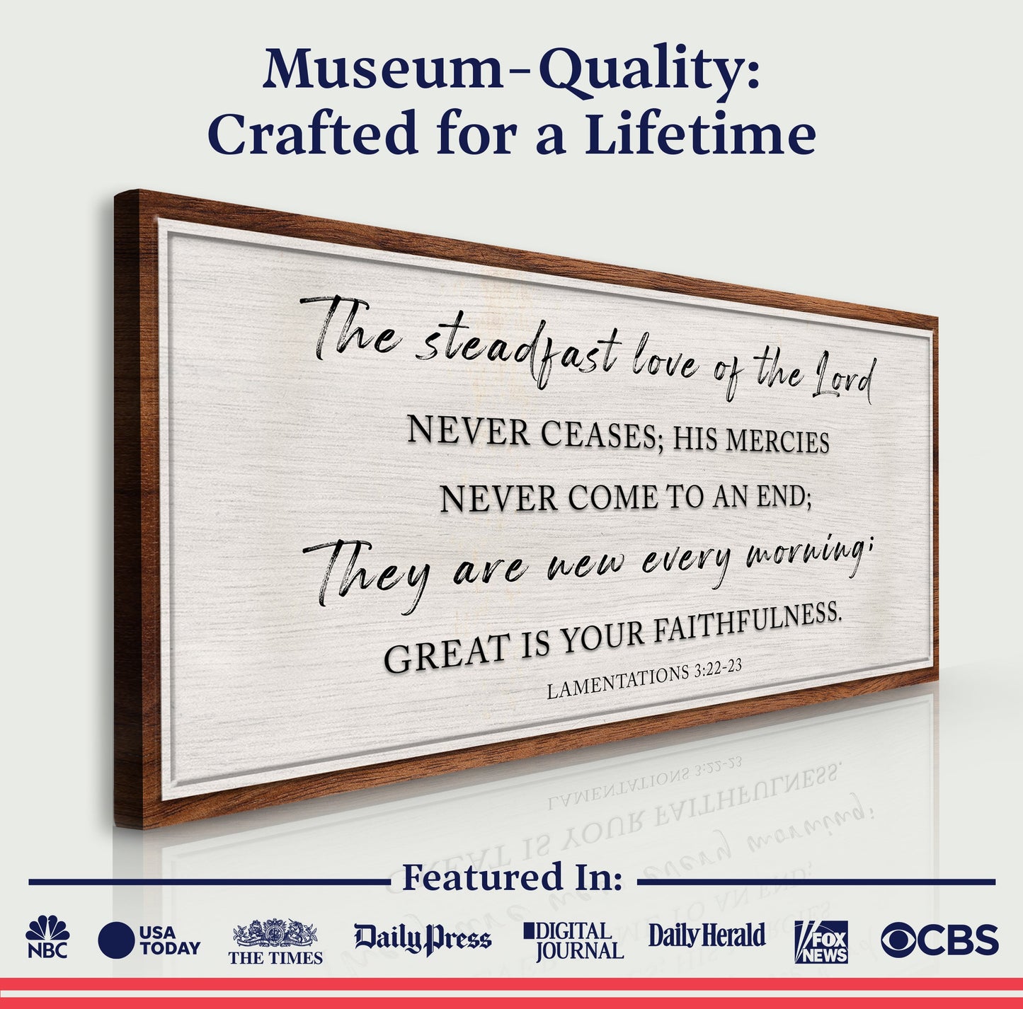 Canvas faith sign The Steadfast Love Of The Lord, Lamentations 3:22-23, Tailored Canvases on Tampa Home & Garden Store