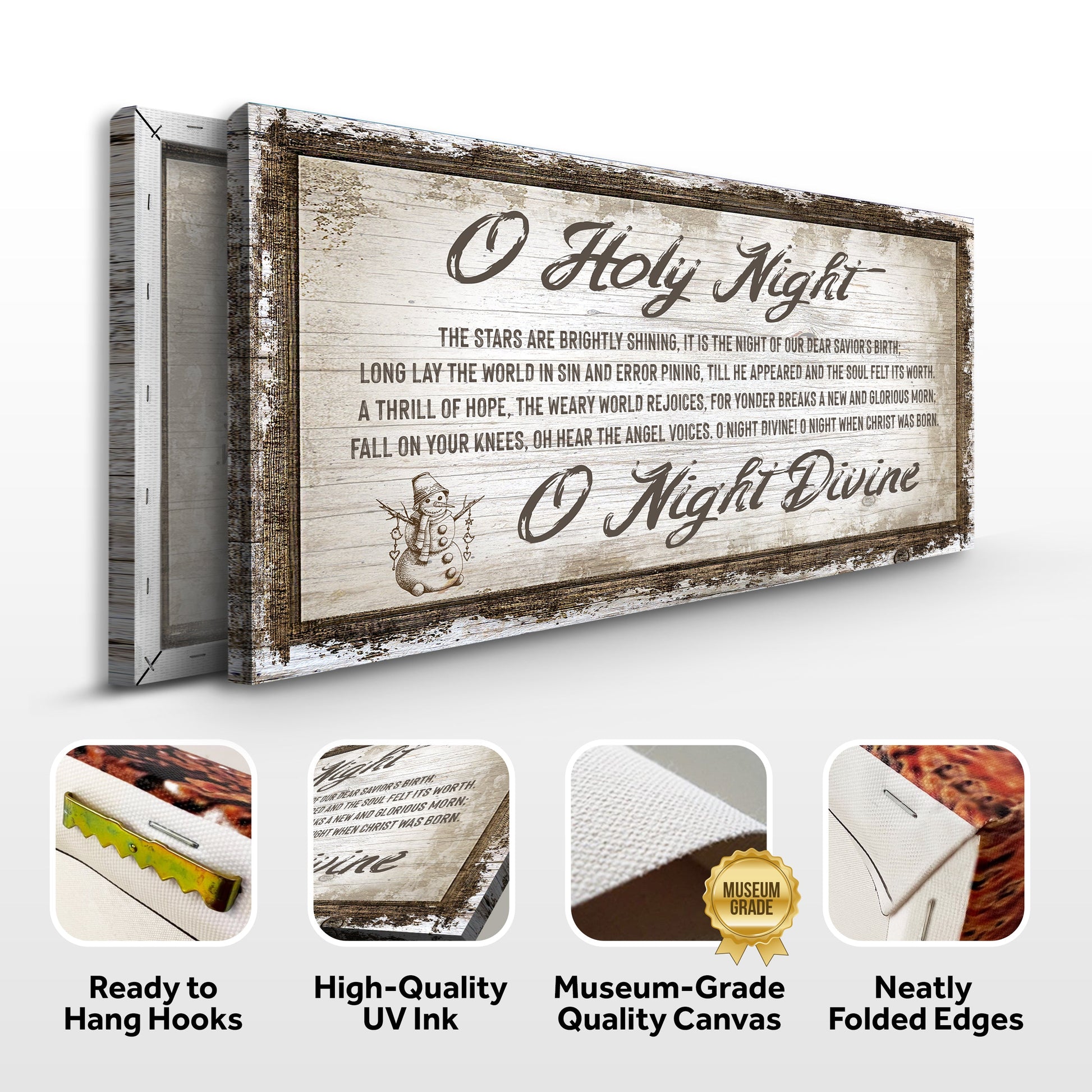 O Holy Night Christmas Sign Crafting Canvas by Tailored Canvases, rustic distressed wood look on Tampa Home & Garden Store