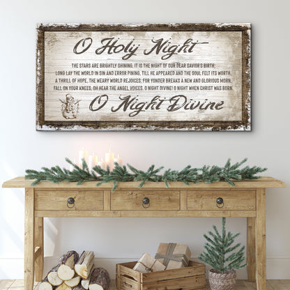O Holy Night Christmas Sign canvas in a distressed rustic frame with hymn text on Tampa Home & Garden Store