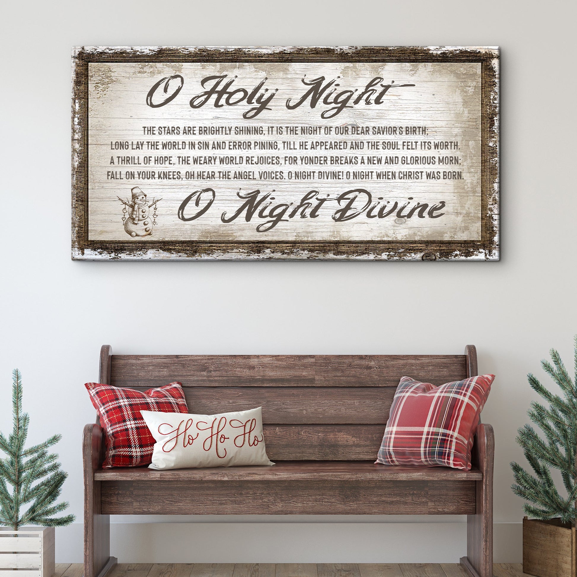 O Holy Night canvas sign by Tailored Canvases, rustic wood frame with Christmas verse on Tampa Home & Garden Store