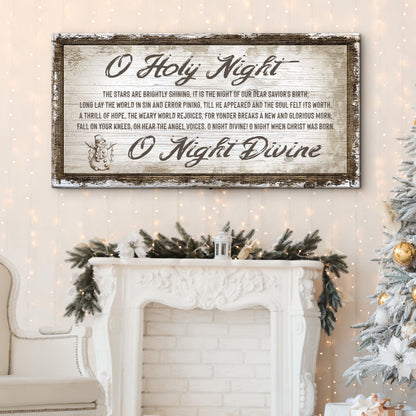 O Holy Night Christmas Sign canvas craft decor with rustic distressed wood frame on Tampa Home & Garden Store