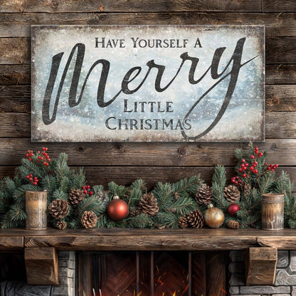Canvas sign Have Yourself A Merry Little Christmas XI with distressed vintage finish on Tampa Home & Garden Store