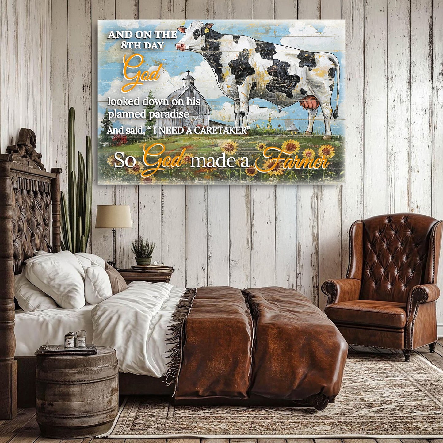 On The 8th Day God Made A Farmer Sign II canvas by Tailored Canvases rustic farmhouse art on Tampa Home & Garden Store