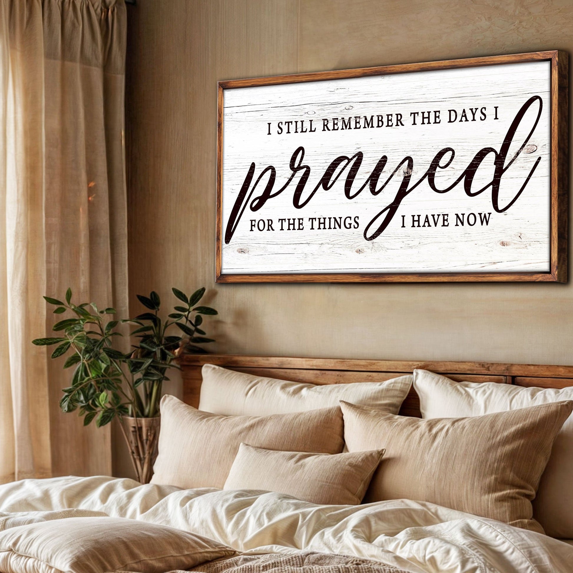 Canvas sign I Still Remember The Days I Prayed Faith Sign III with weathered wood frame on Tampa Home & Garden Store