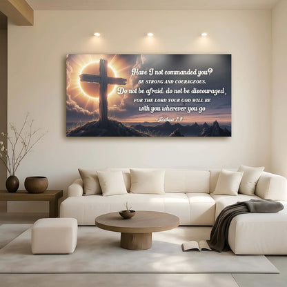 Joshua 1 9 God Is with You Faith Sign Canvas