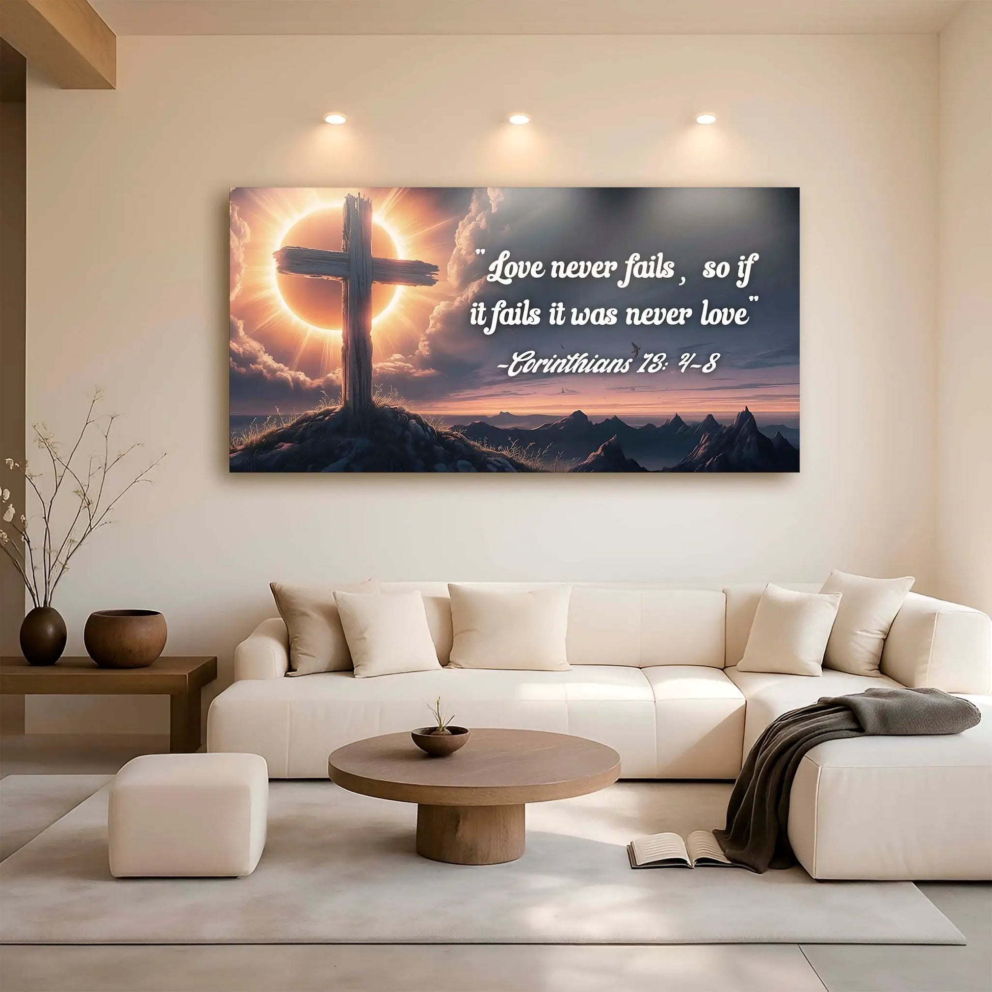 Canvas wall art Corinthians 13:4-8 Love Never Fails Faith Sign by Tailored Canvases on Tampa Home & Garden Store
