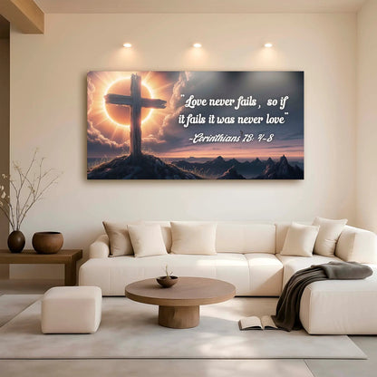 Canvas wall art Corinthians 13:4-8 Love Never Fails Faith Sign by Tailored Canvases on Tampa Home & Garden Store
