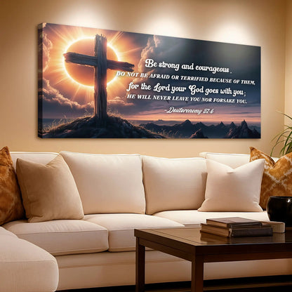 Canvas faith sign He Will Never Leave Nor Forsake You Tailored Canvases cross on Tampa Home & Garden Store