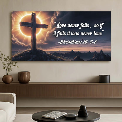 Canvas wall art Corinthians 13:4-8 Love Never Fails Faith Sign by Tailored Canvases on Tampa Home & Garden Store