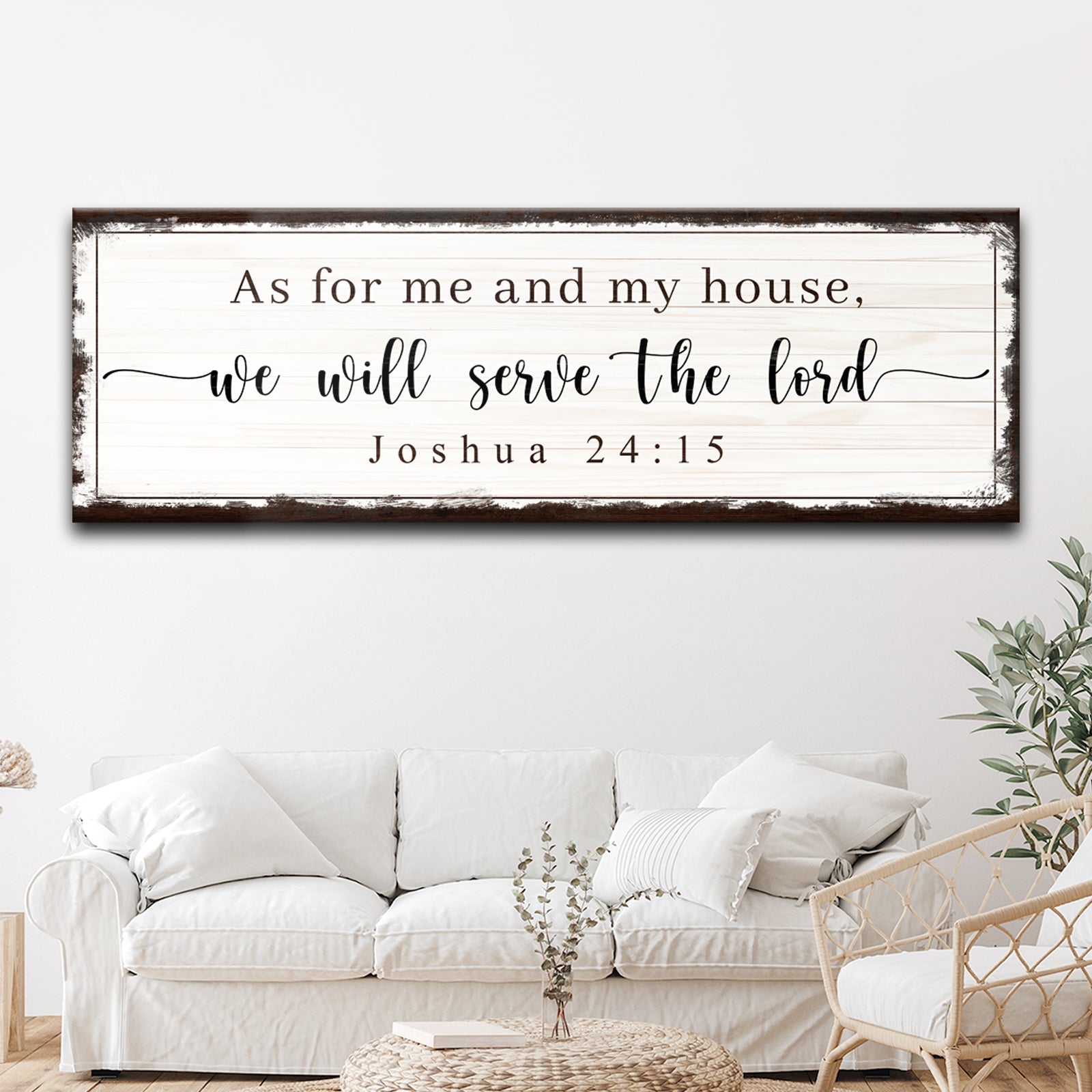 Canvas sign Joshua 24:15 We Will Serve The Lord with rustic frame by Tailored Canvases on Tampa Home & Garden Store
