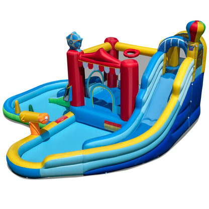 Inflatable Water Park with Splash Pool and Water Cannon for Birthday Party Without Blower