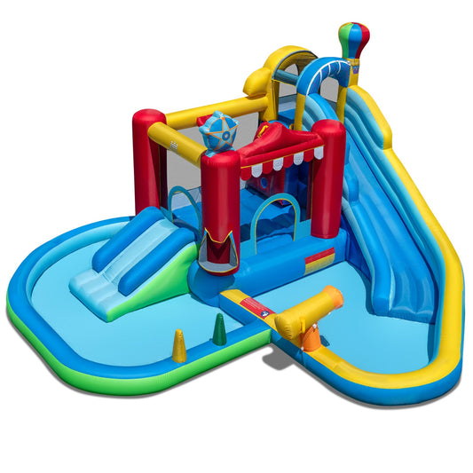 Inflatable Water Park with Splash Pool and Water Cannon for Birthday Party Without Blower - Tampa Home & Garden Store
