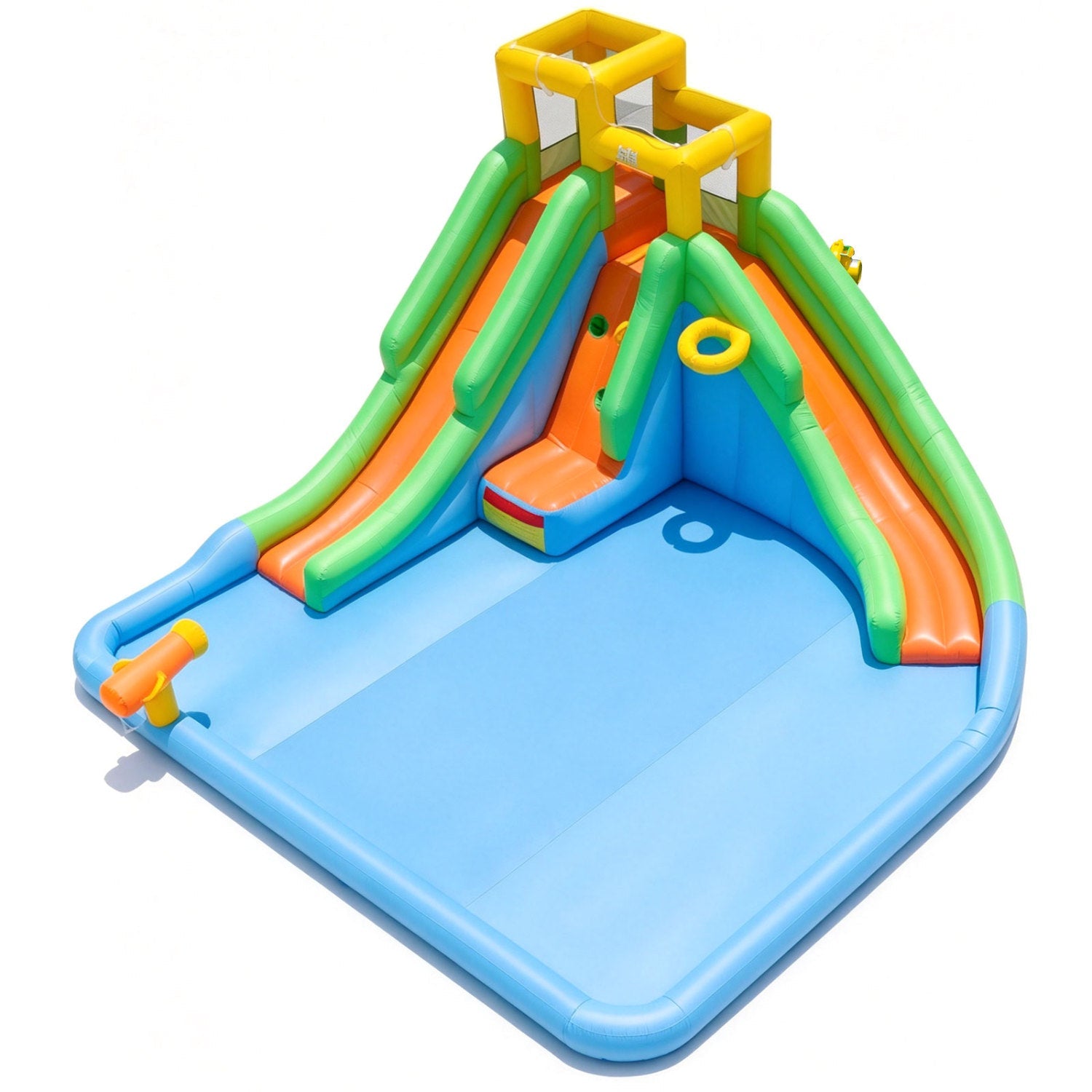 Inflatable water slide bounce house DirectDeals with double orange-green slides and splash pool on Tampa Home & Garden Store