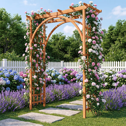 Garden Arch Trellis 85 inch fir wood by DirectDeals with climbing roses on Tampa Home & Garden Store