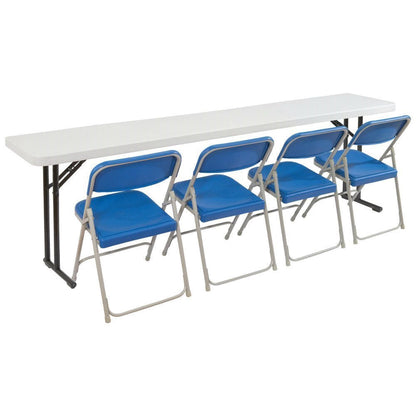 Mesa plegable rectangular de 72 pulgadas con tablero de plástico gris y estructura de acero