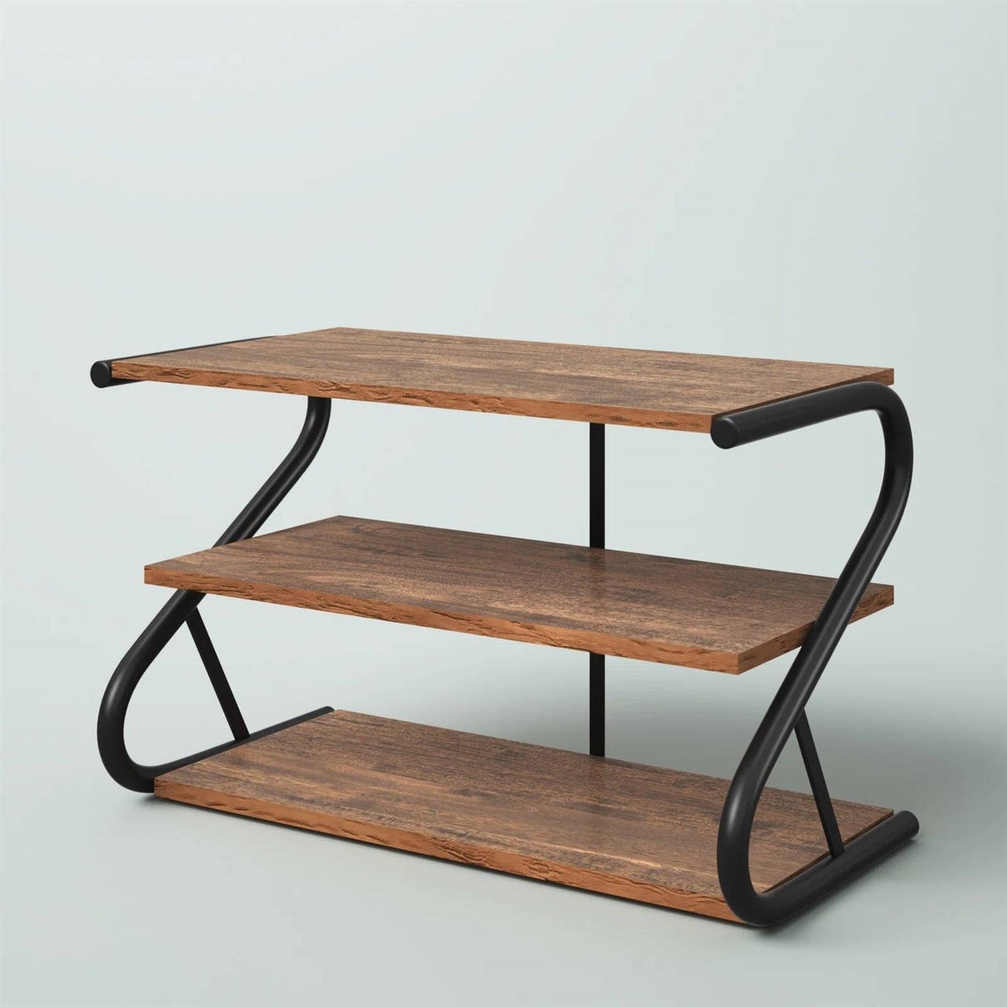 Zapatero moderno industrial de metal y madera de 3 niveles - Capacidad para 9 pares de zapatos