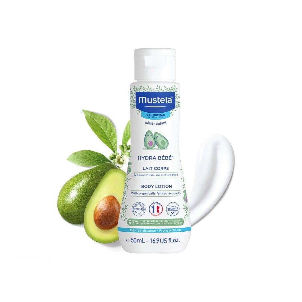 Mustela Hydra Bébé body lotion bottle with avocado graphic for baby skin care 50 ml on Tampa Home & Garden Store