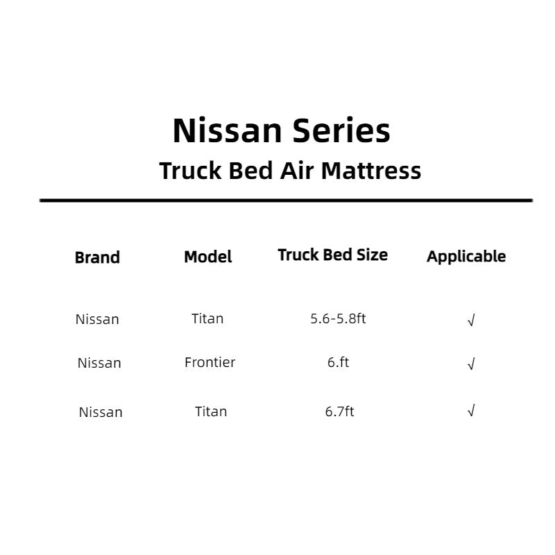 Nissan Series truck bed air mattress by Dikasun; Titan 5.6–5.8 ft, Frontier 6 ft, Titan 6.7 ft on Tampa Home & Garden Store