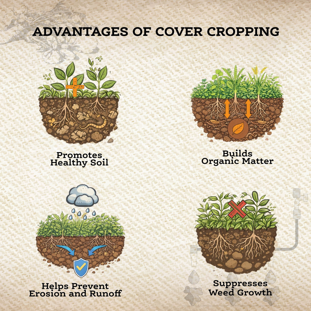 No Till Cover Crop Mix seeds by Tin Shed Seed Company promoting healthy soil and organic matter on Tampa Home & Garden Store