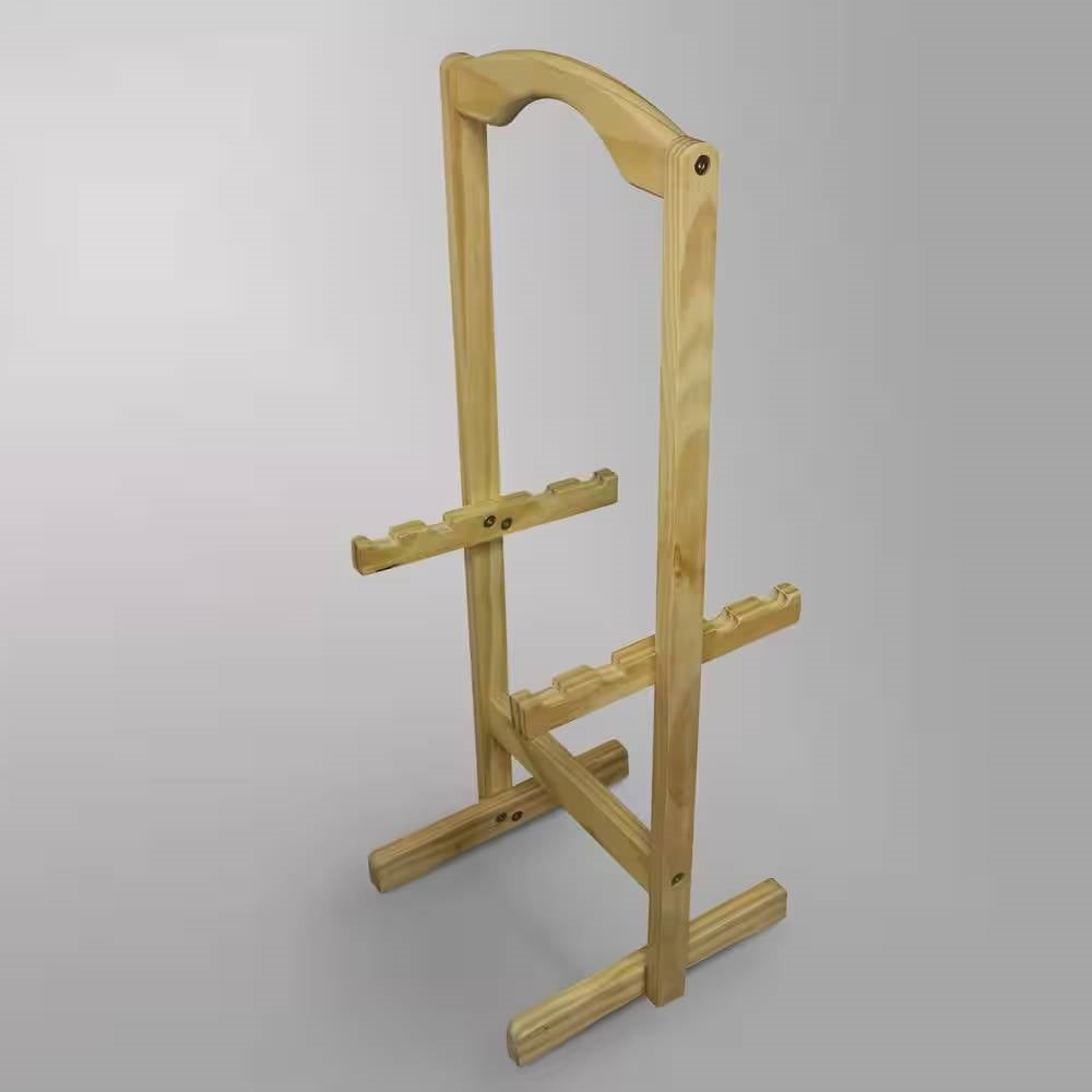 Juego de 4 - Juego de Mesas Bandeja de TV Plegables de Madera Maciza con Soporte en Acabado Natural